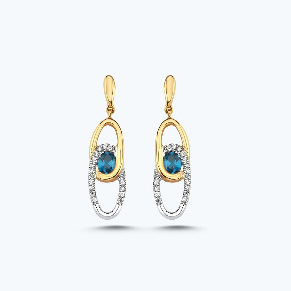 Pırlanta London Blue Topaz Küpe
