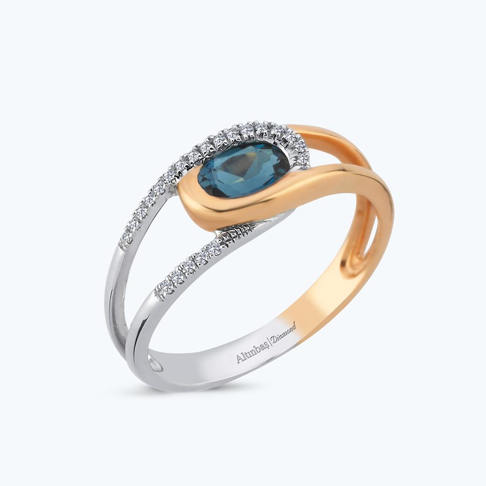 Pırlanta London Blue Topaz Yüzük -1