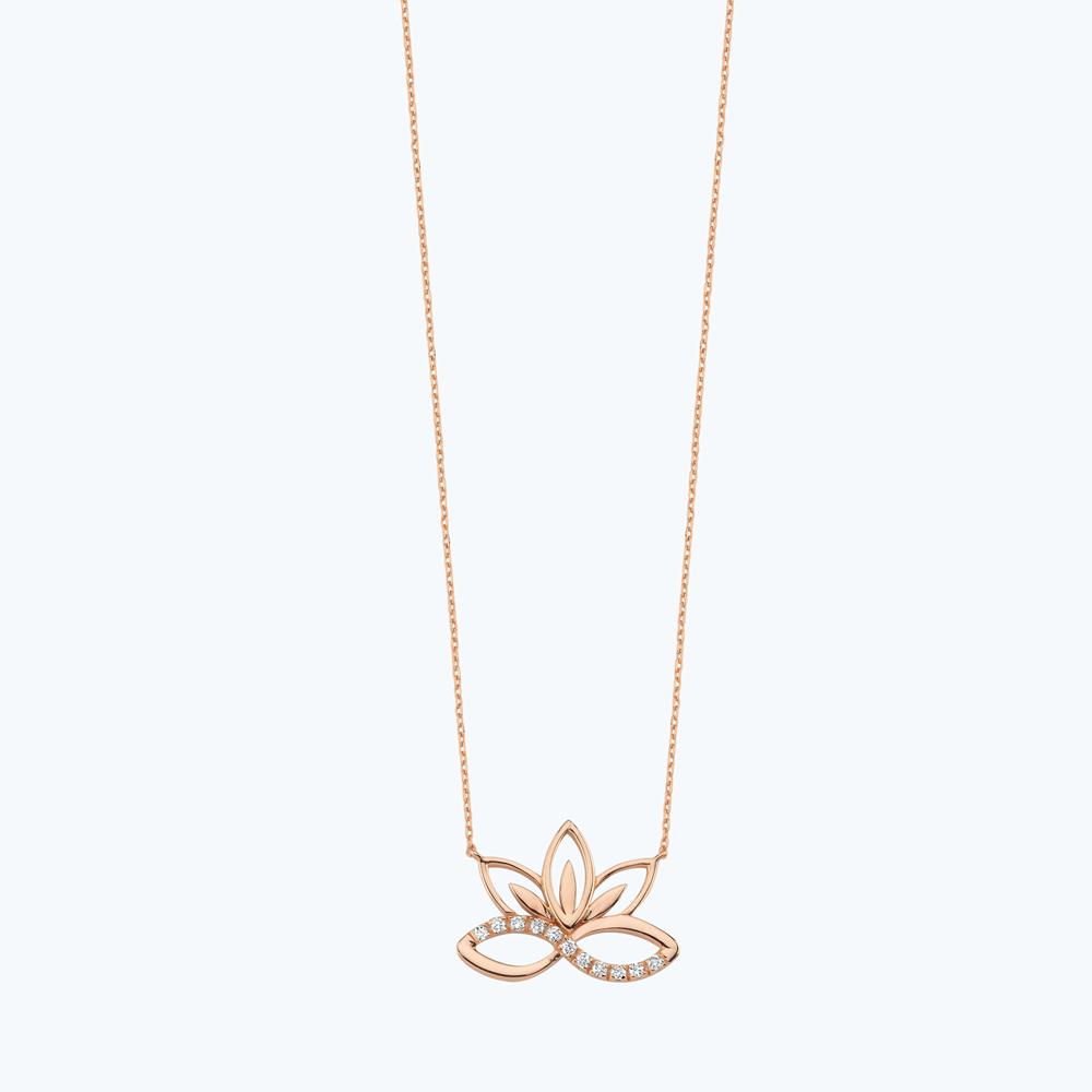 Pırlanta Lotus Çiçeği Kolye