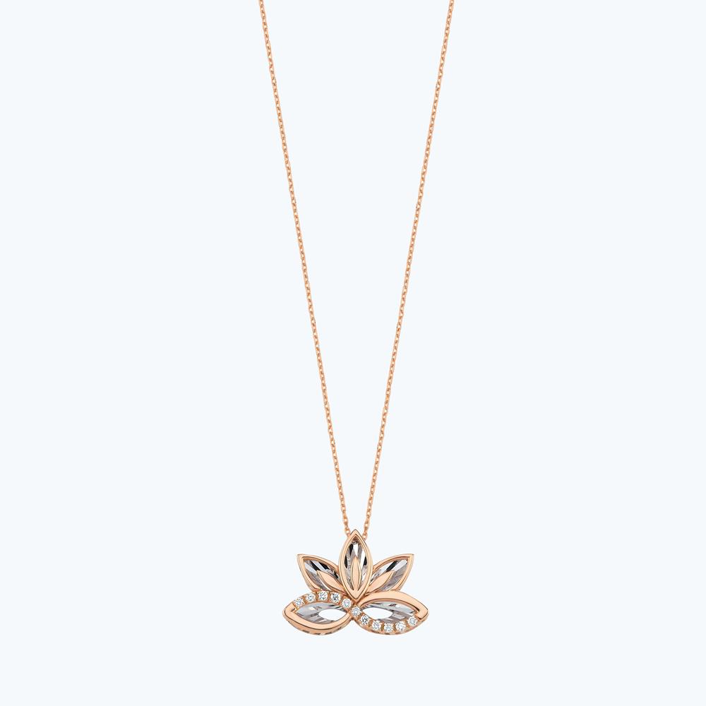 Pırlanta Lotus Çiçeği Kolye