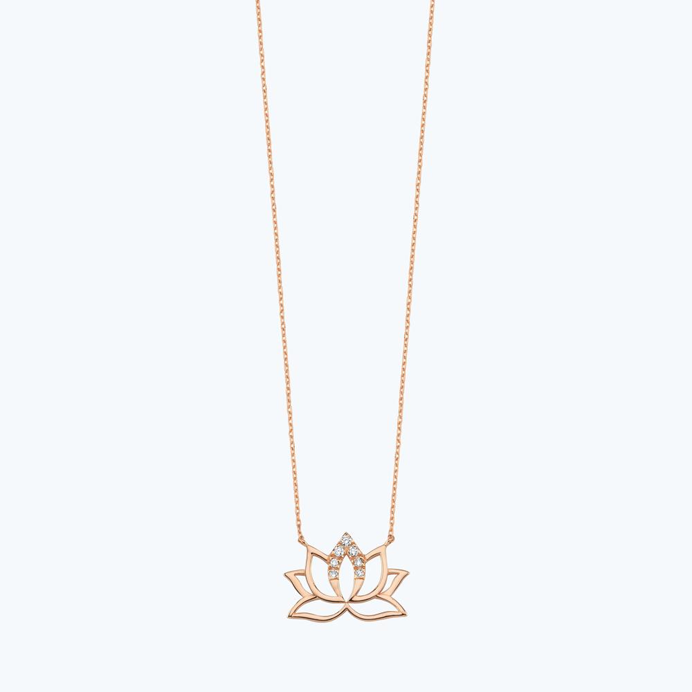 Pırlanta Lotus Çiçeği Kolye