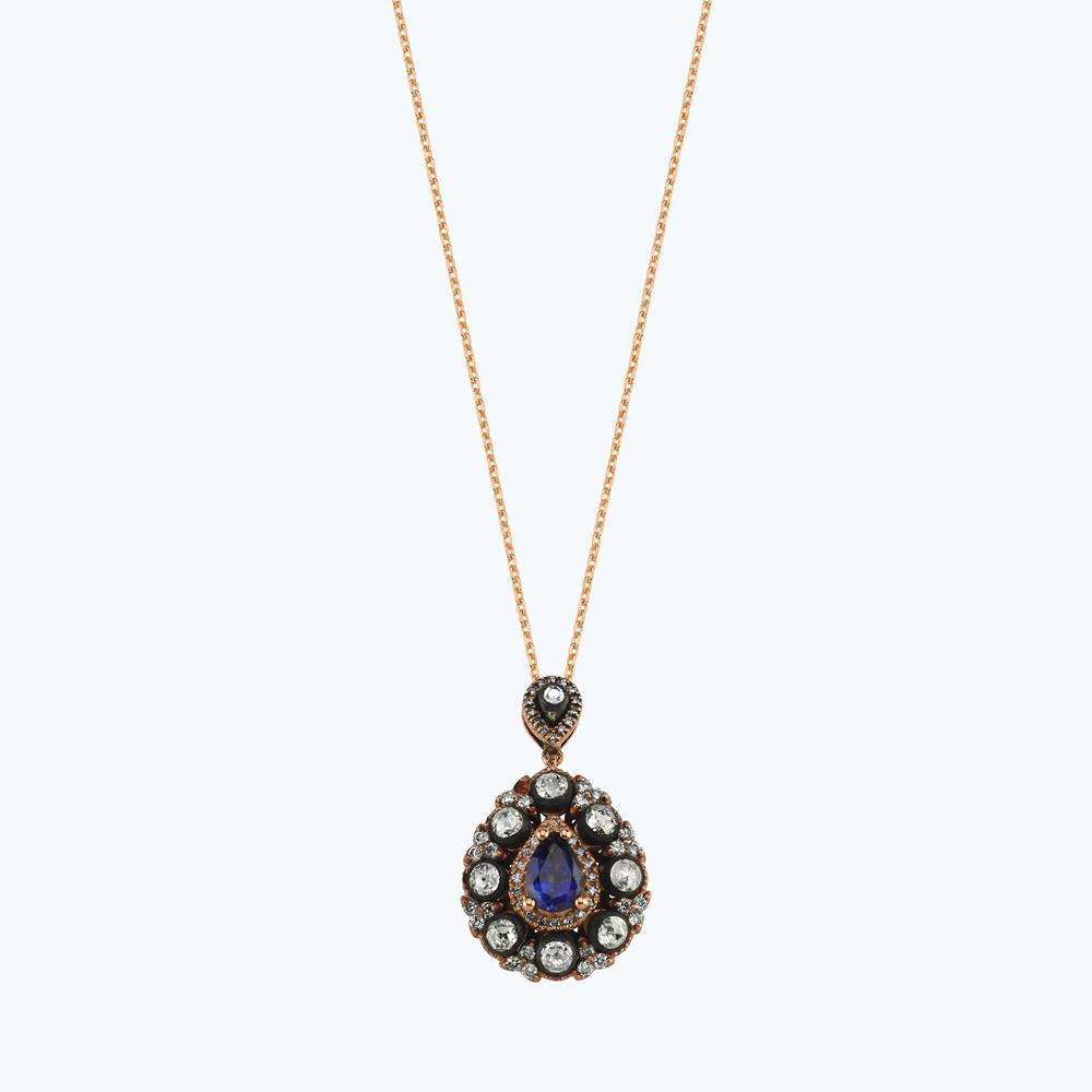 Elmas Safir Damla Kolye