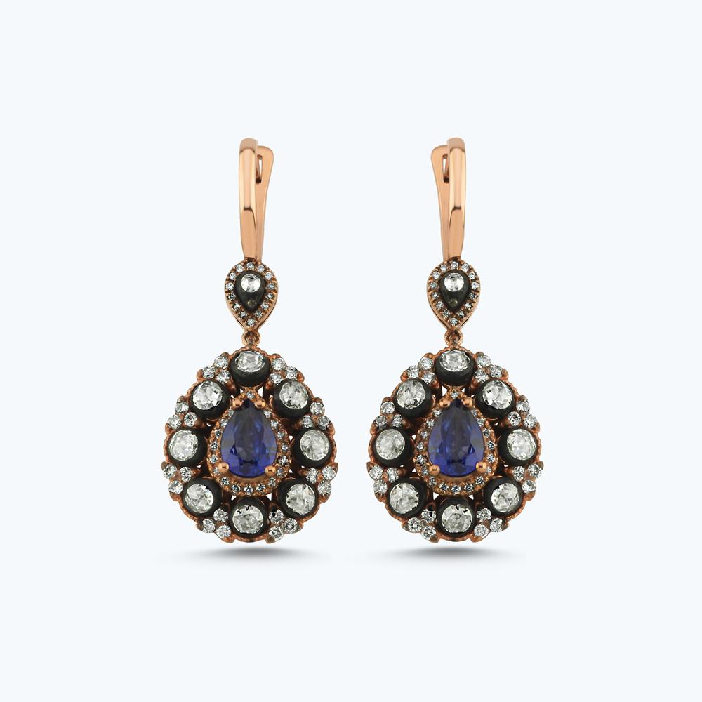 Elmas Safir Damla Küpe -1