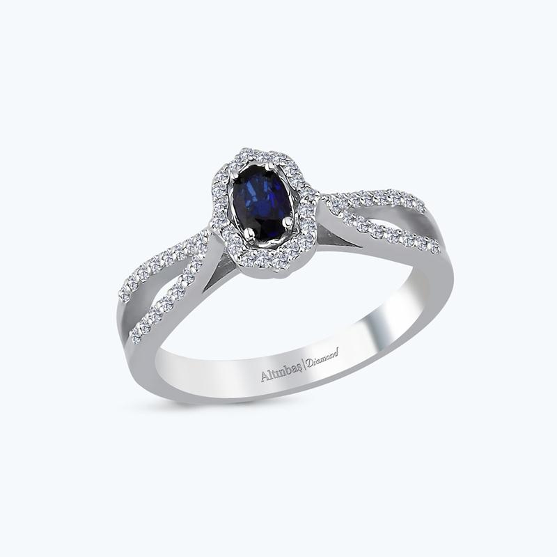Safir Kolları Taşlı Oval Yüzük