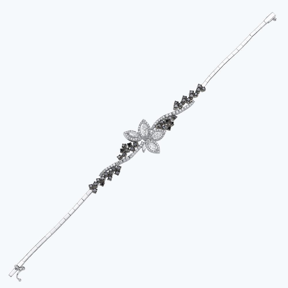 Siyah Pırlanta Markiz Çiçek Bileklik