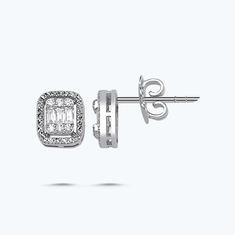 Boucles d'Oreille Diamant Baguette