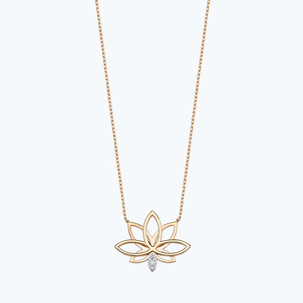 Pırlanta Lotus Çiçeği Kolye