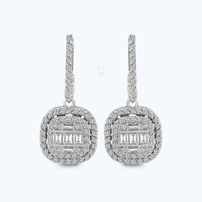 Boucles d'Oreilles Diamant Baguette