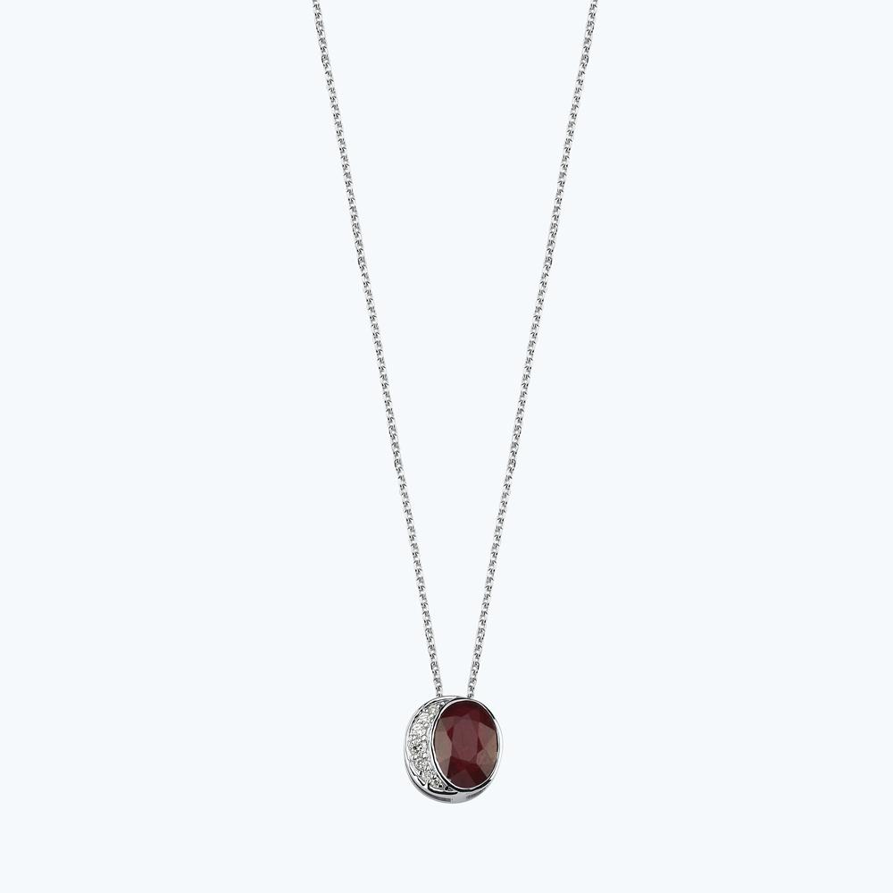 Pırlanta Yakut Oval Kolye