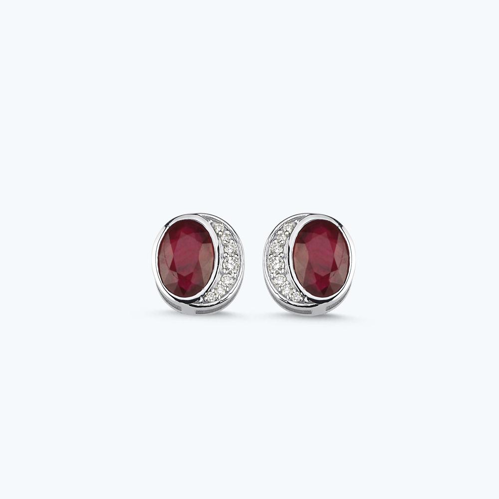 Pırlanya Yakut Oval Küpe
