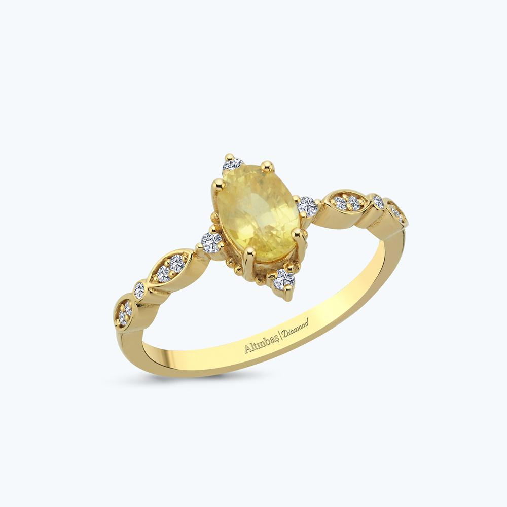 Pırlanta Sarı Safir Yüzük - 1