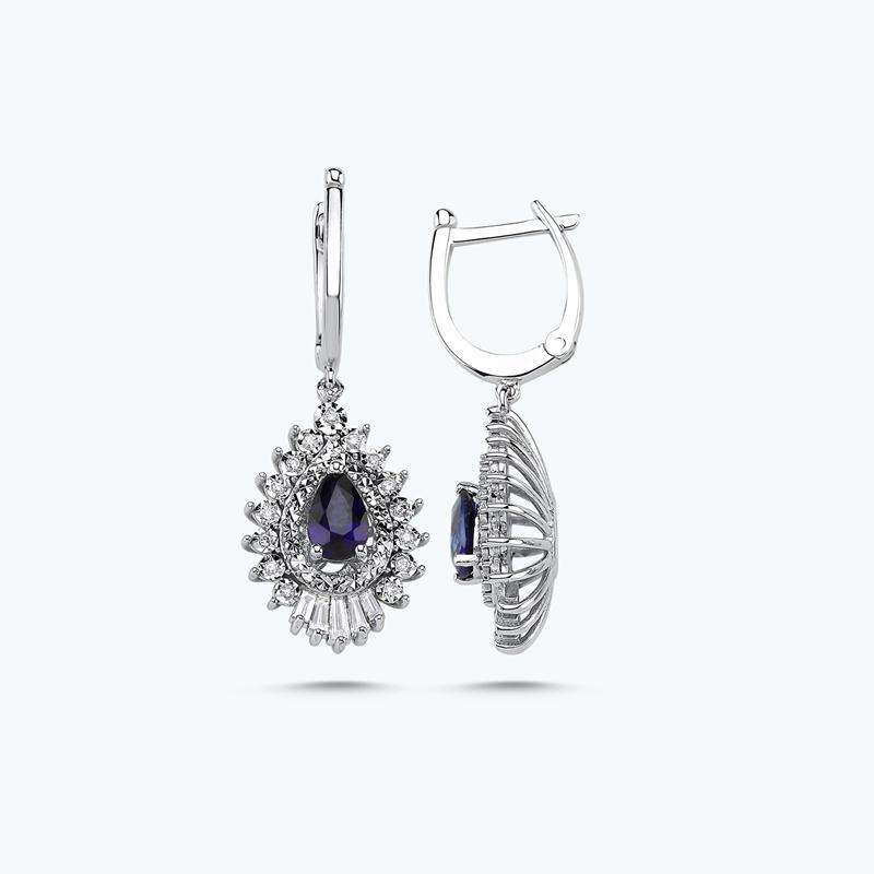 Boucles d'Oreilles Diamant Saphir