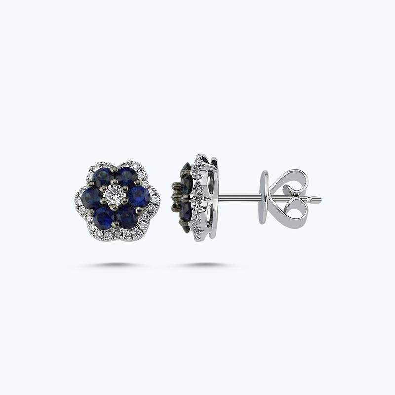 Boucles d'Oreilles Diamant Saphir