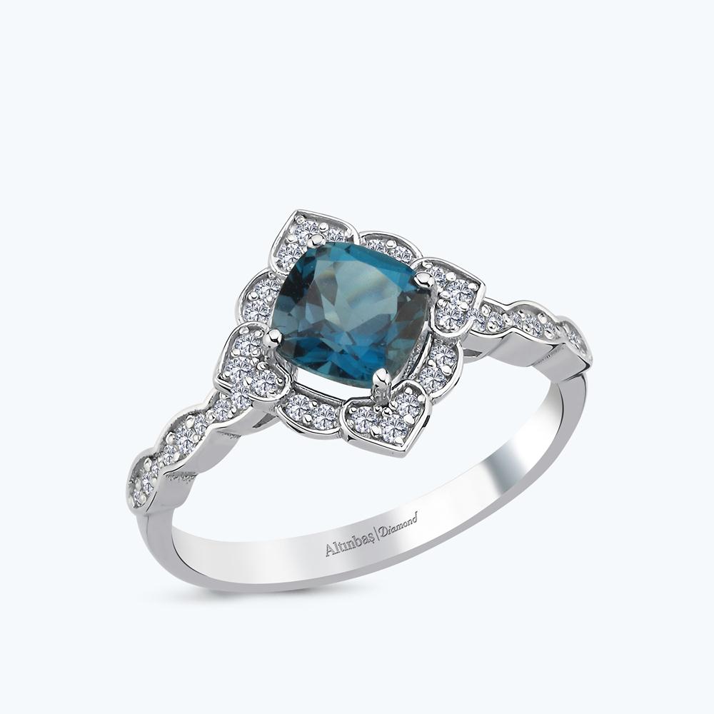 Pırlanta London Blue Topaz Yüzük