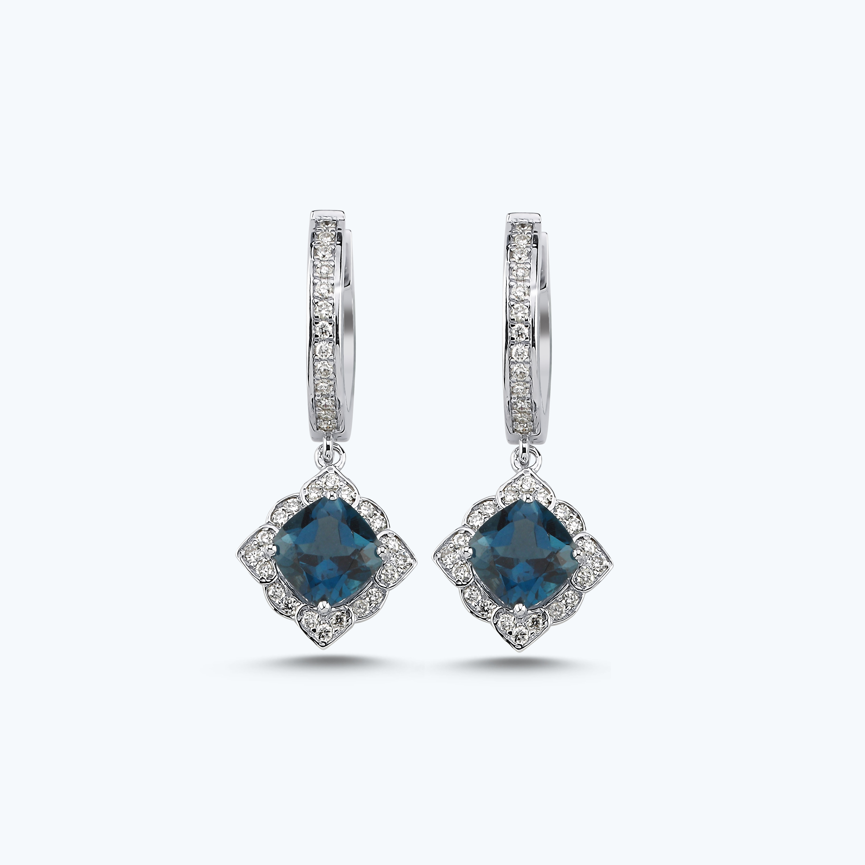 Pırlanta London Blue Topaz Küpe