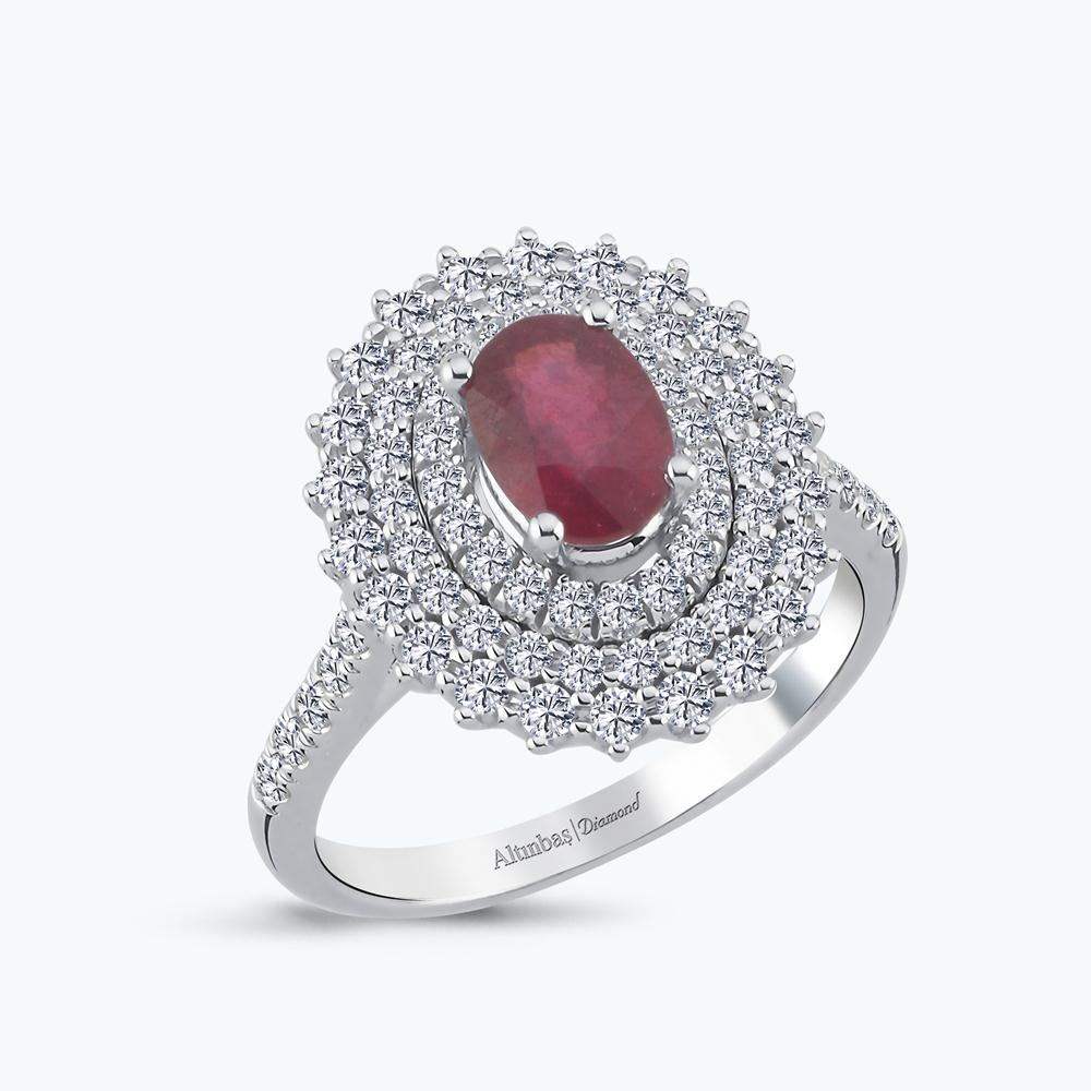 Pırlanta Yakut Oval Yüzük