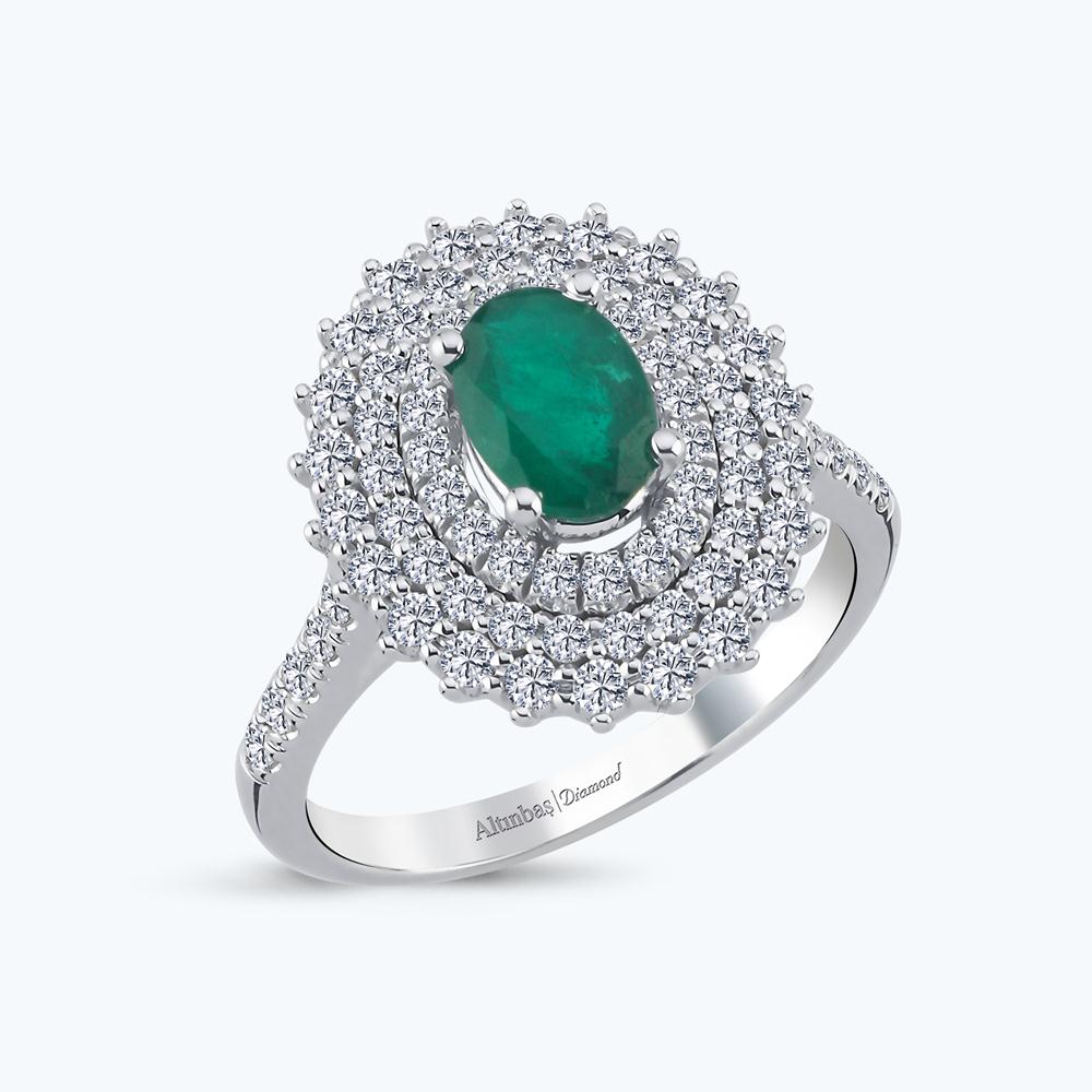 Pırlanta Zümrüt Oval Yüzük