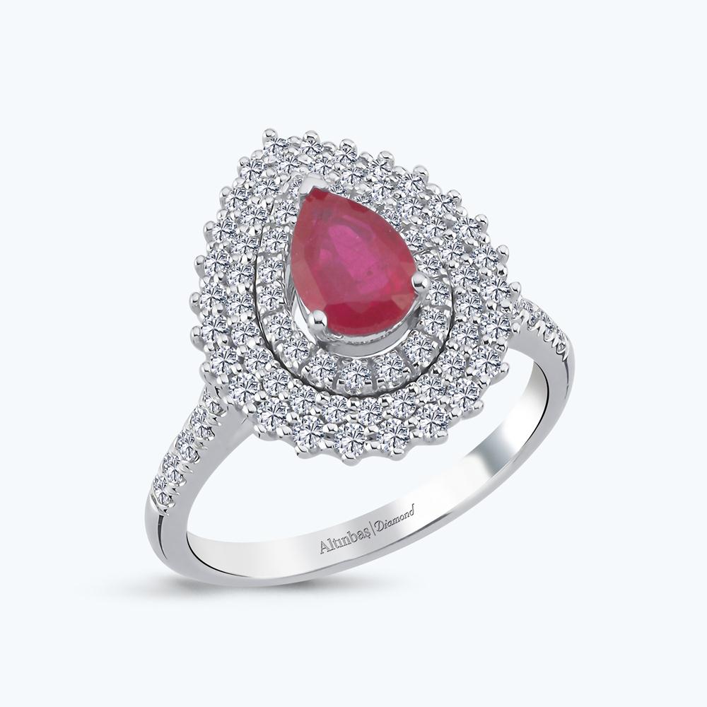 Pırlanta Yakut Damla Yüzük