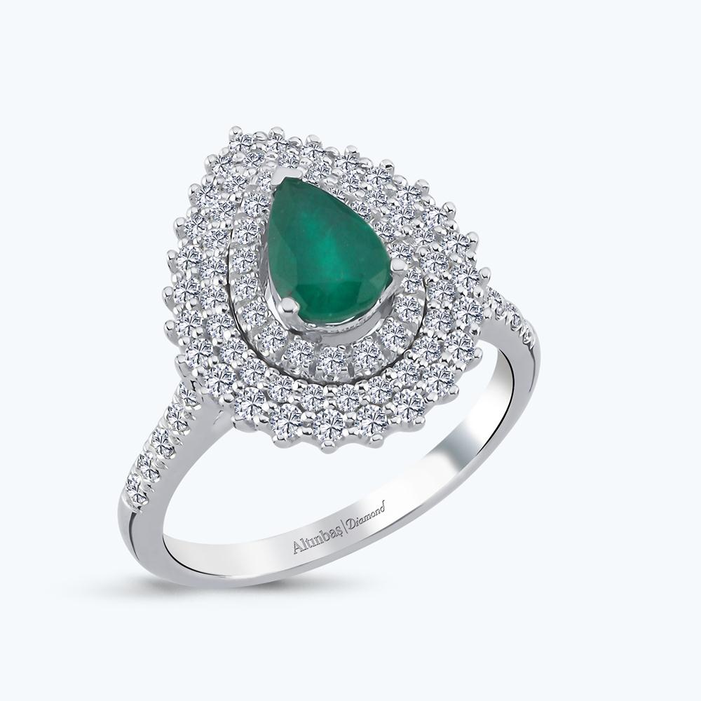 Pırlanta Zümrüt Damla Yüzük