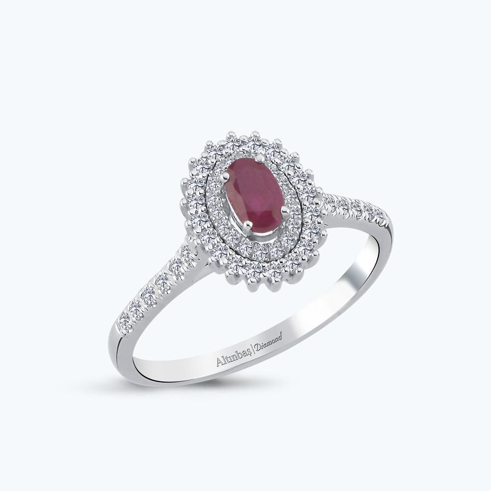 Pırlanta Yakut Oval Yüzük