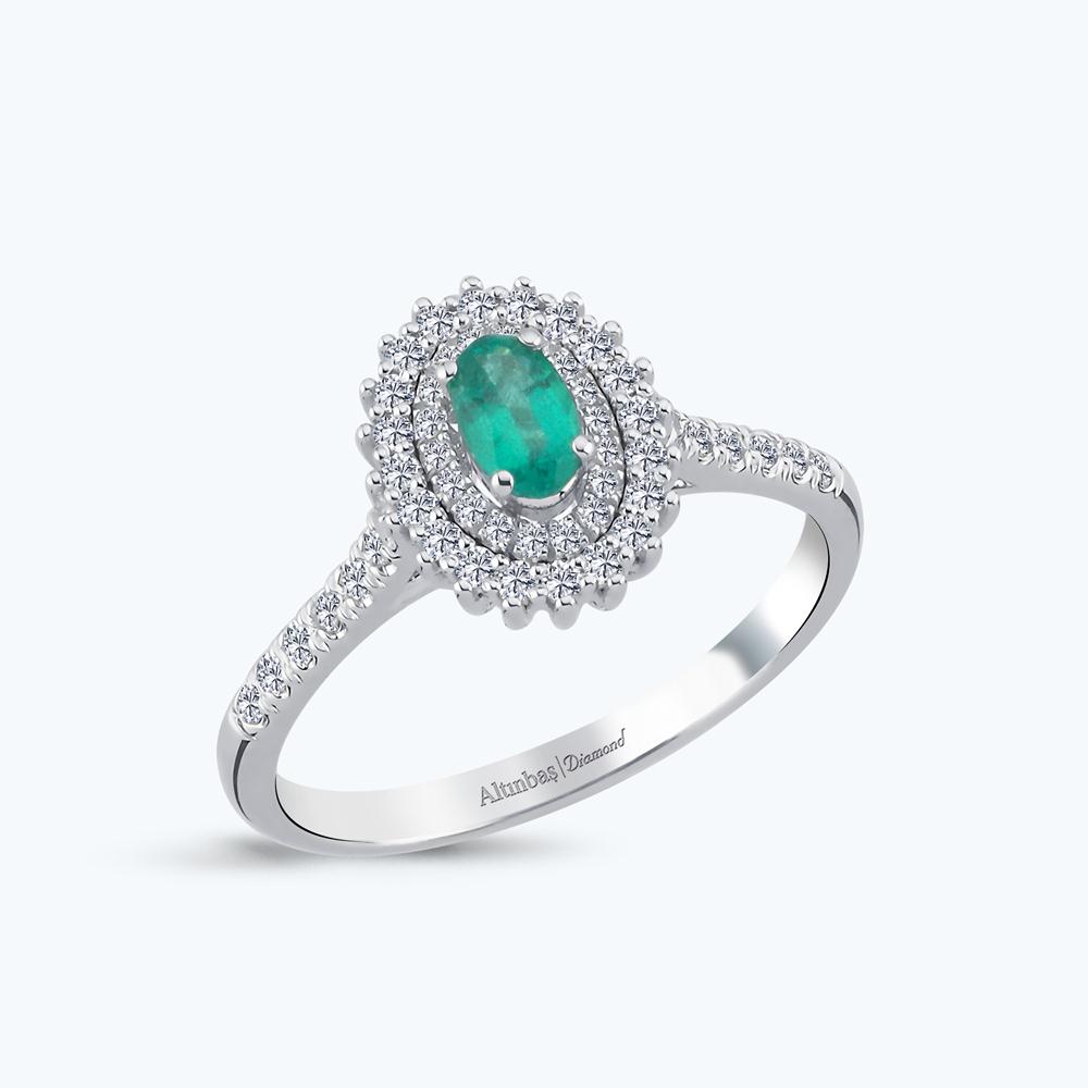 Pırlanta Zümrüy Oval Yüzük