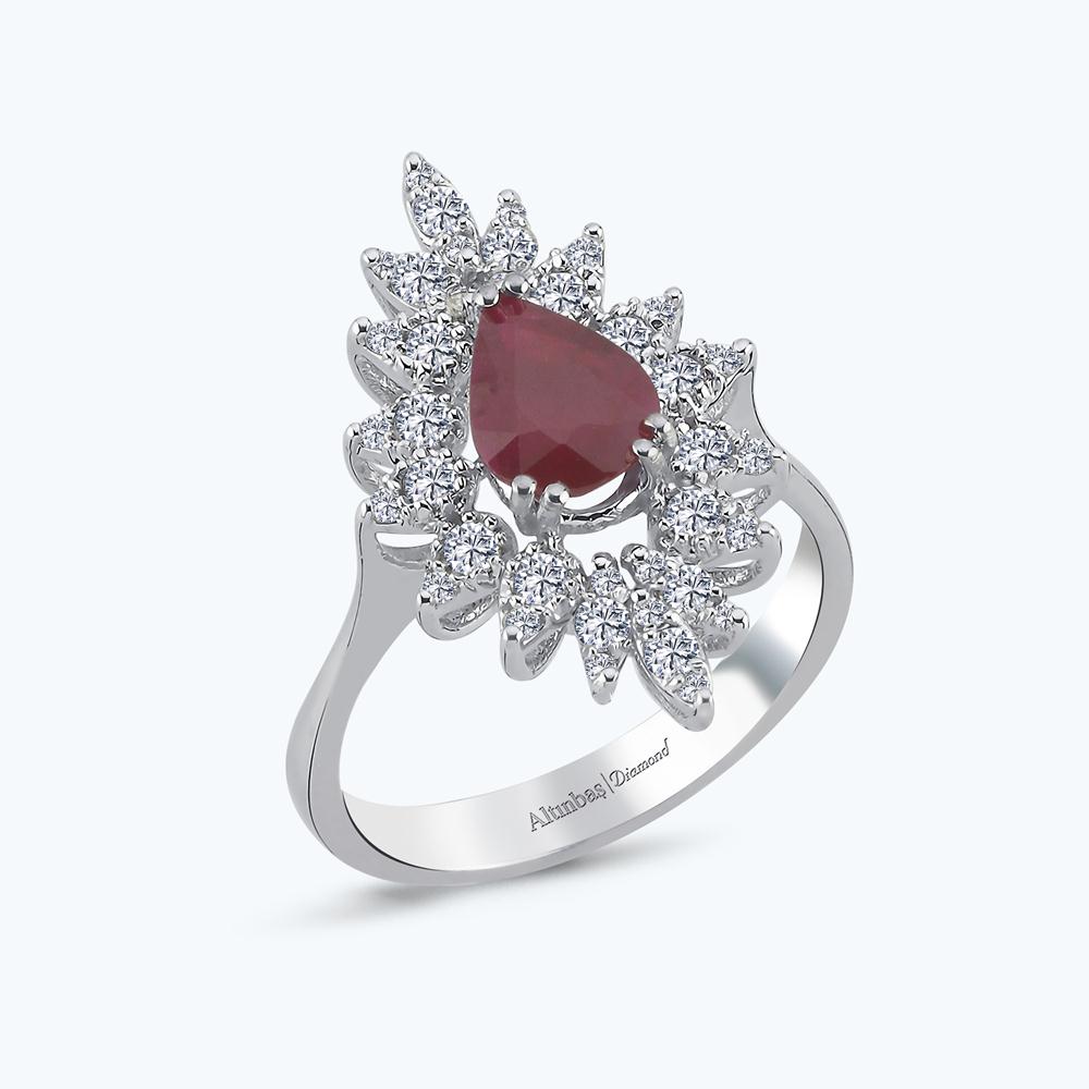 Pırlanta Yakut Damla Yüzük