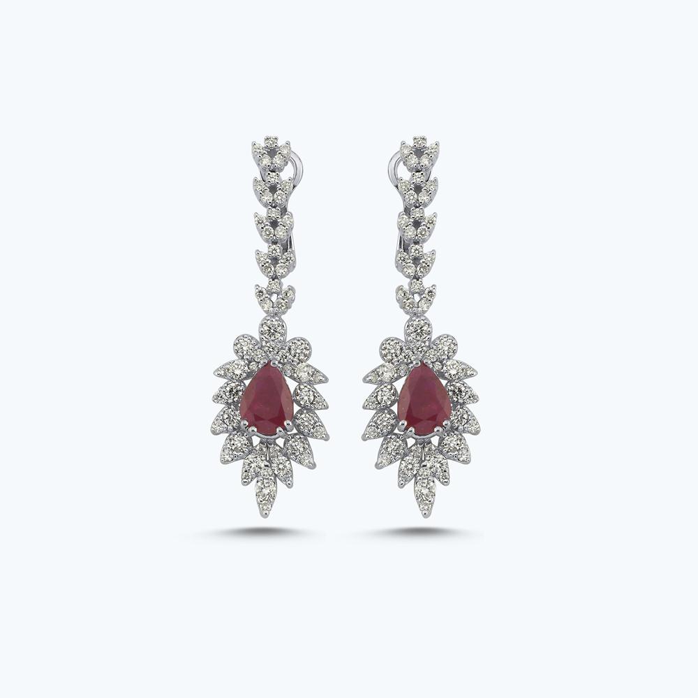 Pırlanta Yakut Damla Küpe