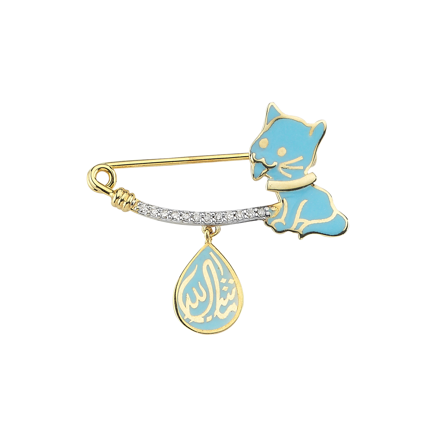 Pırlanta Bebek Kedi İğne / P392070 Altınbaş